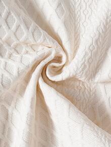 SHEIN Playful Pals 男嬰春秋款多色韓系復古學院風針織菱格提花長袖POLO上衣與咖啡色燈芯絨直筒長褲2件套，胸前附皮革字母貼布，適合休閒、日常外出、秋季、開學季、生日派對、校園藝術活動 - 杏色 - 查看 5