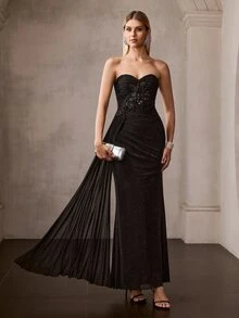 MOTF Soiréza AUTUMN/WINTER RHINESTONE STRAPLESS COCKTAIL PARTY DRESS - Black - View 6