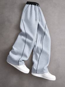 Major Grit Men's Casual Sports Sweatpants With Contrast Waistband, Drawstring And Line Pattern Design - Multicolor - View 3