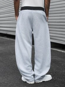 Major Grit Men's Casual Sports Sweatpants With Contrast Waistband, Drawstring And Line Pattern Design - Multicolor - View 2