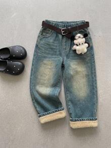 Dazy Kids Girls' Denim Jeans Spring/Summer New Style Back Pocket Rhinestone Flared Jeans (Large) - Dark Wash - View 7