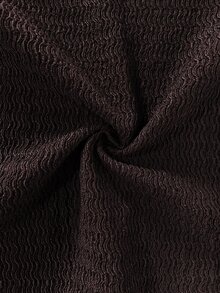 SHEIN French Style Ruffle V-Neck Knit Cover Up Women Textured Jacquard Fabric Tie Asymmetrical Hem Flared Long Sleeve Slim Fit Cover-Up Top - Coffee Brown - View 5