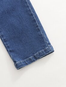 SHEIN 男童牛仔長褲，夏季，深藍色，錐形剪裁，輕量柔軟牛仔布，寬鬆休閒，校園家庭親子穿搭，秋冬款 - 中等水洗藍 - 查看 10
