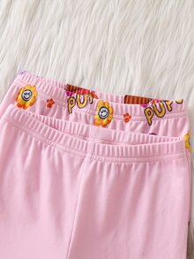 SHEIN | PAW Patrol 聯名 IP 主題可愛時尚女童青少年太陽與彩虹印花貼身高彈力面料長袖長褲 4 件式居家服套裝 2 套，貼身睡衣 - 彩色 - 查看 8