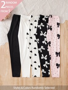 SHEIN 2PCS Tween Girls Leggings - Multicolor - View 2