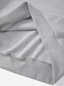 SHEIN 青少年女孩寬鬆街頭風條紋拉鍊針織衛衣，花卉短版上衣，秋季六年級畢業灰色款 - 灰色 - 查看 8