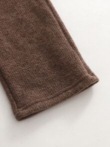 SHEIN 3件組 Genkimix 嬰兒裝飾荷葉領修身純色內搭衫 + 蕾絲領裝飾時尚休閒前開扣背心 + 時尚休閒純色直筒長褲 - 巧克力棕 - 查看 6