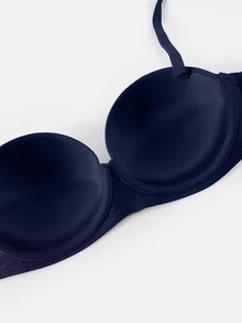 SHEIN Women's Solid Color Bandeau Comfortable Bra - Blue - View 6