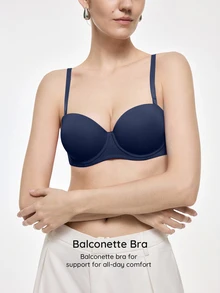 SHEIN Women's Solid Color Bandeau Comfortable Bra - Blue - View 3