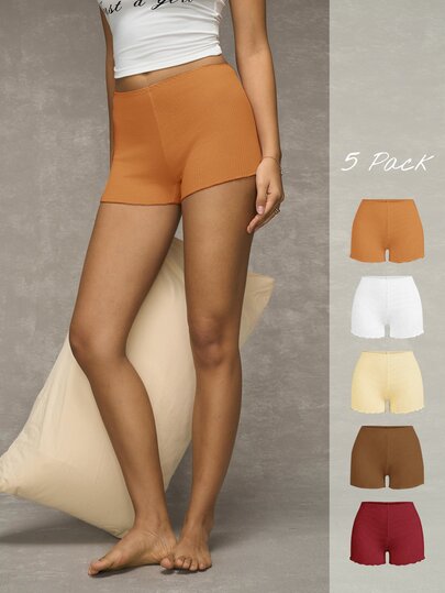 Esseday 5pcs Women's Solid Color Casual Daily Hipster Panties