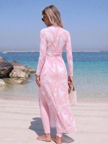 Swim Mulvari Ladies' Two Pieces Elegant Long-Sleeved Cardigan Swimsuit. - Multicolor - View 5
