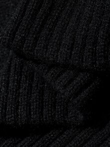 Dazy Plus Solid Color Casual Versatile Loose High Neck Autumn/Winter Long Sleeve Pullover Sweater - Black - View 4