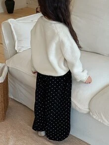 DAZY Infant Girl Round Neck Bow Long Sleeve Sweatshirt - White - View 2