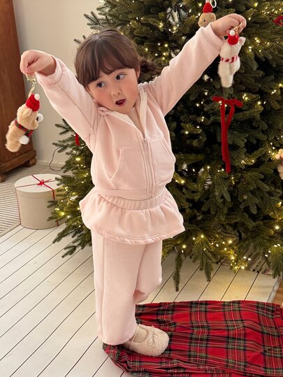 DAZY Infant/Toddler (Girl) Hooded Solid Color Summer Fresh Korean Style Long Sleeve Sweatshirt Set
