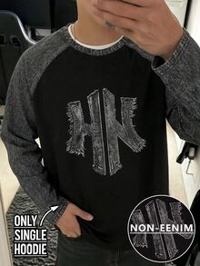 SHEIN 青少年男孩街頭風牛仔印花長袖T恤，適合秋冬返校季 - 彩色 - 查看 5