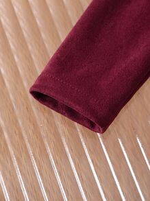 SHEIN Baby Girl Red Autumn/Winter Cute Versatile Peter Pan Collar Overcoat - Burgundy - View 4