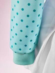 Amplova Sweatshirt Berkerudung Wanita Warna Biru Mint dengan Motif Polkadot dan Resleting - Biru - View 7