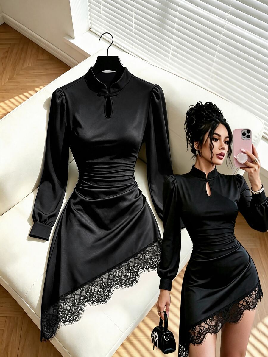 Balvessa Fall Clothes FOR WomenWomen Short Dresses - Black - View 1