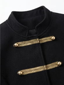 Holdful Holdful Fall Clothes FOR WomenWomen's Button Design Long Sleeve Casual Napoleon Jacket - Black - View 6