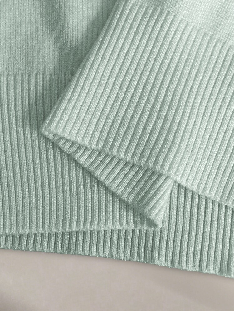 Franclia Women's Simple Solid Color Turndown Collar Short Sleeve Casual Fitted Knit Top, Versatile For Spring/Summer - Green - View 7