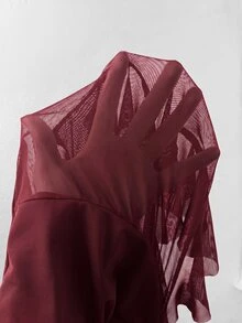 Coolane Women's Plus Size Summer Fall Goth Y2K Going Out Concert Vacation Boho Elegant Breathable Mesh Asymmetrical Ruffled Hem Burgundy Skirt Halloween - Burgundy - View 6
