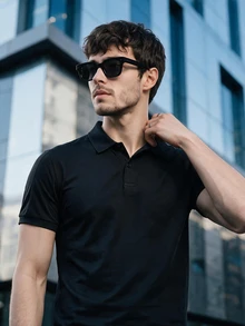TekDrob Regular Polo With UV Protection And 4-Way Stretch - Black - View 3