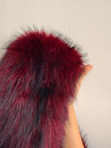 GalTyme Plus Size Women's Faux Fur Coat, Autumn/Winter - Burgundy - View 9
