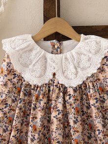 SHEIN Elladie kids 女童寬鬆連身洋裝睡袍 波西米亞仙女公主風 秋季校園度假款 燈芯絨印花彩虹長袖 秋冬生日禮物 7歲生日 - 卡其色 - 查看 9
