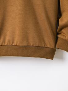 SHEIN Explorewe Sudadera de cuello redondo de manga larga con estampado de letra "Bro." para niño, top holgado casual, sudadera básica diaria para niños en otoño e invierno - Marrón - Ver 5