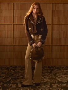 MOTF STUDIO WOOL LAPEL EMBROIDERED DECOR SINGLE-SIDED OVERCOAT - Coffee Brown - View 8