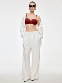 SHEIN Women's Solid Color Bandeau Comfortable Bra - Burgundy - View 8
