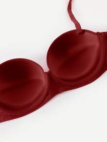 SHEIN Women's Solid Color Bandeau Comfortable Bra - Burgundy - View 6
