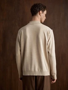 Manfinity CityGents Men's Lightweight Pullover Colorblock Shoulder Patchwork Sweater - Beige - View 7