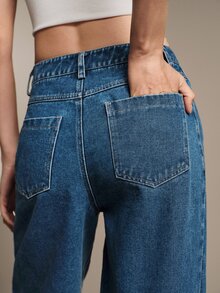 Anewsta Essential Fall Casual Blue Washed Slim Fit Jeans Women Cotton Office Commute Versatile Stretch Denim Pants Modern - Medium Wash - View 7