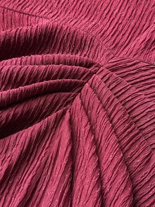 Cravure Plus Size Women's Fashion Cold Shoulder Pleated Asymmetrical Hem Romantic Sexy Elegant Casual Commute Cocktail Date Party Evening Dress Burgundy Fall - Burgundy - View 6