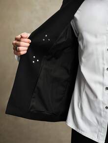 ROMWE MEN Street Life Men's Solid Color Airplane Buckle Fashion Commute Travel Suit Jacket - Black - View 11