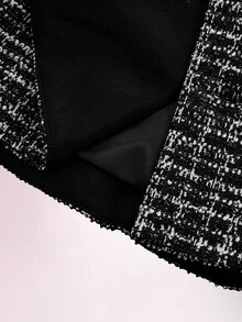 Amplova Luxury Elegant French Y2K Asymmetric Shoulder Camellia Double-Breasted Warm Jacket For Women Going Out Black And White Fall - Black - View 10
