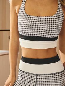 Aralina Leisurwear Colour Block Sleeveless High Waisted Workout Crop And Legging Two Pieces Set Gym Work Out Pilates Yoga Casual Set - Black and White - View 6