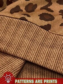 Rovax Women's Leopard Print Loose Polo Collar Drop Shoulder Long Sleeve Sweatshirt Autumn/Winter - Multicolor - View 5