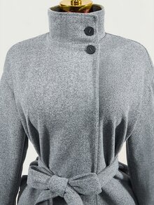 Mistrie Women's Solid Color Stand Collar Long Sleeve Fall Minimalist Elegant Versatile Jacket Office Grey - Grey - View 2