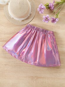 Elladie kids Young Girl Solid Color Pleated Casual Princess Mermaid Mini Skirt Autumn Fall Halloween Shower Birthday Pink - Baby Pink - View 3