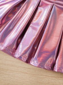 Elladie kids Young Girl Solid Color Pleated Casual Princess Mermaid Mini Skirt Autumn Fall Halloween Shower Birthday Pink - Baby Pink - View 6