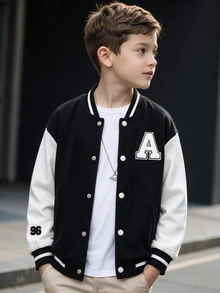 SHEIN Genkimix Kids Tween Boys Jackets - Black - View 3