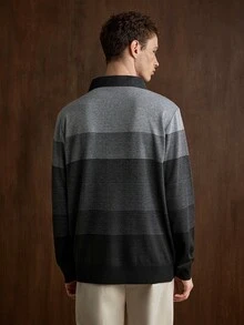 Manfinity CityGents Men's Spring/Autumn Lightweight 2 In 1 Knit Pullover Sweater - Black - View 4
