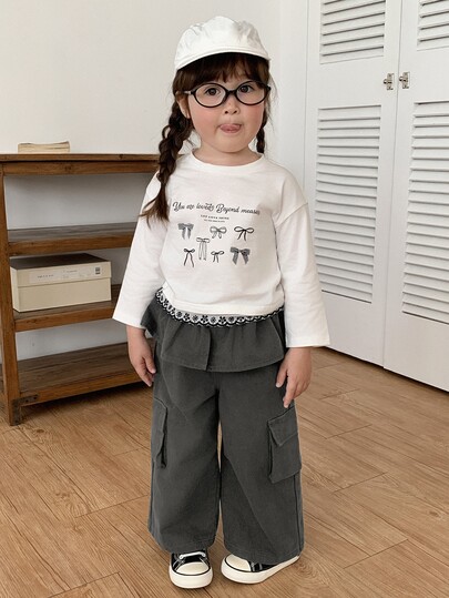 DAZY Toddler Girls 2 In 1 Casual Denim Cargo Pants