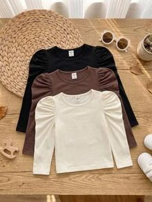 SHEIN Young Girl Young Girl 3PCS Young Girls T-Shirts - Multicolor - View 1