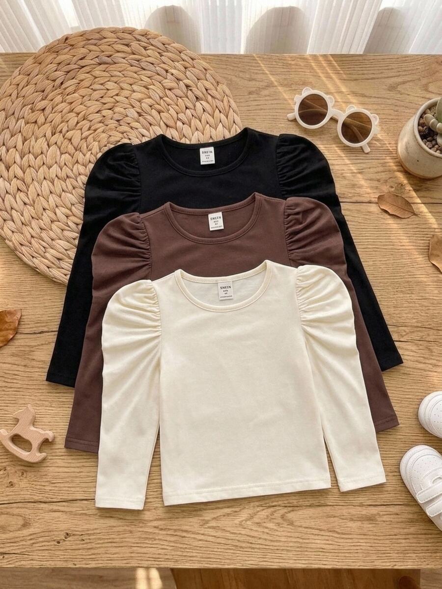 SHEIN Young Girl Young Girl 3PCS Young Girls T-Shirts - Multicolor - View 1