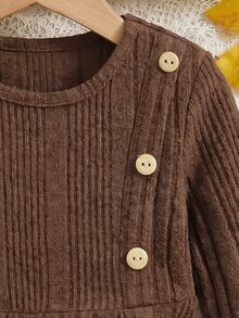 SHEIN Babygirl Cute Casual Brown Long Sleeve Autumn Dress - Grey - View 9