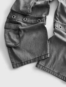 ROMWE MEN Street Life Men's Casual Straight Leg Denim Jeans With Pocket, Button And Eyelet Decor For Daily Wear - Grey - View 6