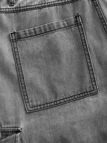 ROMWE MEN Street Life Men's Casual Straight Leg Denim Jeans With Pocket, Button And Eyelet Decor For Daily Wear - Grey - View 5